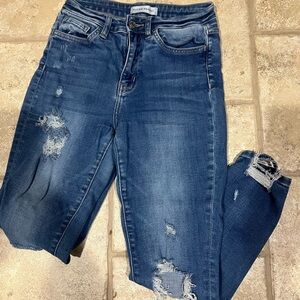 Flying Monkey Dark Blue Distressed Skinny Jeans